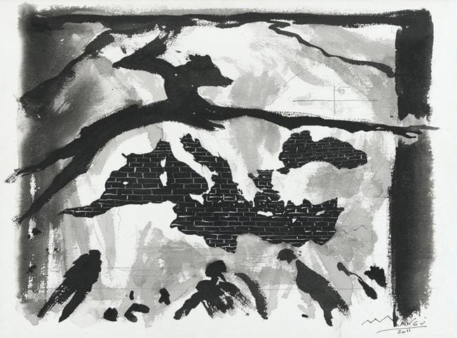 Roberto Mangú, Mediterraneum Aedificandi, 2011,Inchiostro su carta, 56 x 76 cm