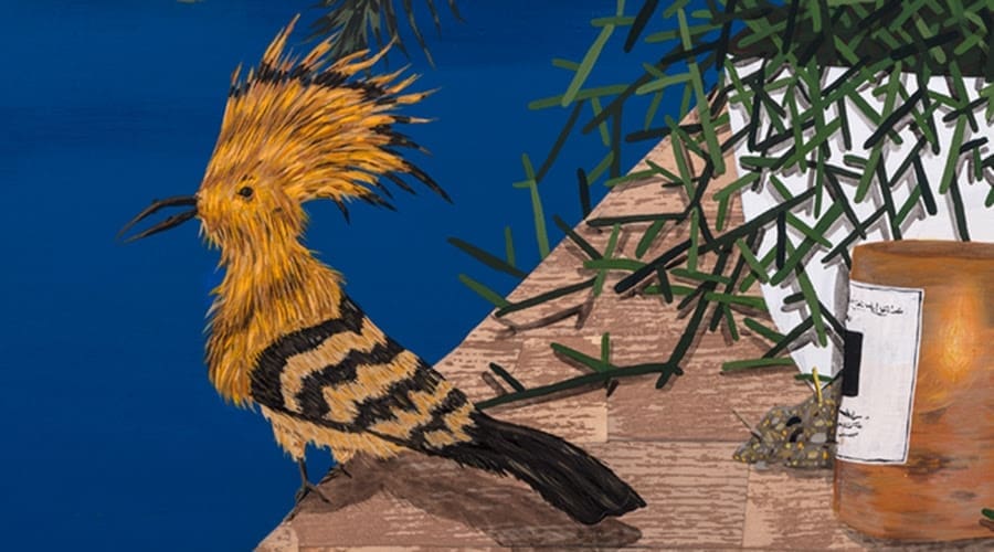 Amir H. Fallah: Birds Of Paradise (Detail), 2013, Acrylic, collage, pencil, oil on paper mounted to canvas, 182.88 cm x 121.92 cm