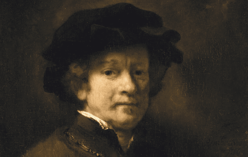 Rembrandt, autoritratto con baret e catena d'oro, 1654. Kassel, Museumslandschaft Hessen Kassel, Gemäldegalerie Alte Meister