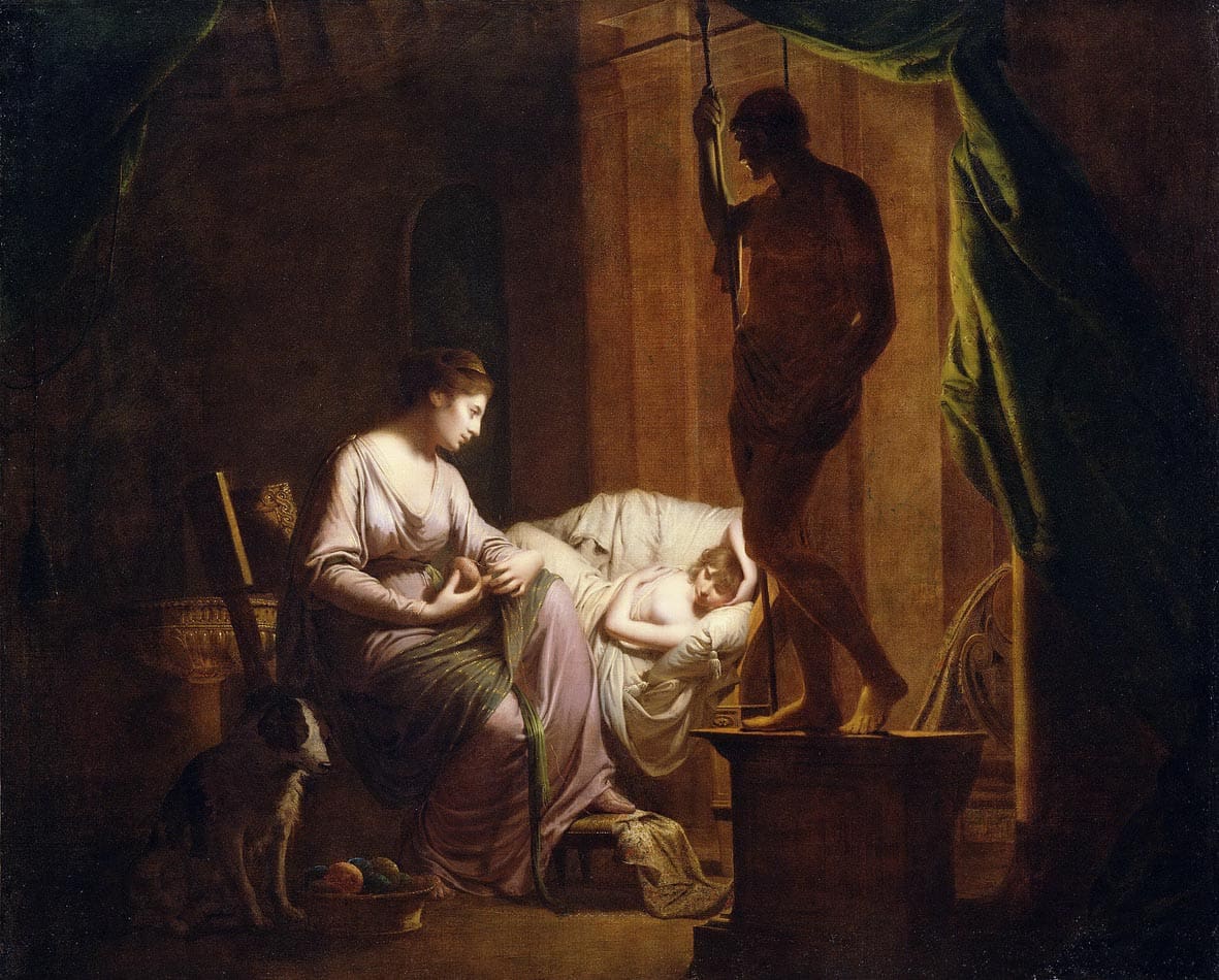 - Joseph Wright of Derby, Penelope disfa la sua tela alla luce di una candela, 1783, olio su tela. J. Paul Getty Museum, Los Angeles.