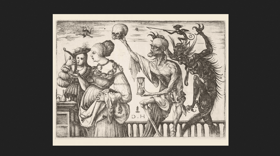 Daniel Hopfer: donna e assistente sorpreso dalla morte- acquaforte 1500 circa