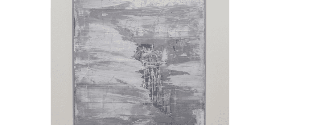 Gary Simmons, Misty Tower Top (2019) (detail). Signed and dated on verso. Oil paint and cold wax on canvas. 182.8 x 122.1 cm. Courtesy the artist and Simon Lee Gallery. Gary Simmons, Misty Tower Top (2019) (detail). Signed and dated on verso. Oil paint and cold wax on canvas. 182.8 x 122.1 cm. Courtesy the artist and Simon Lee Gallery.
