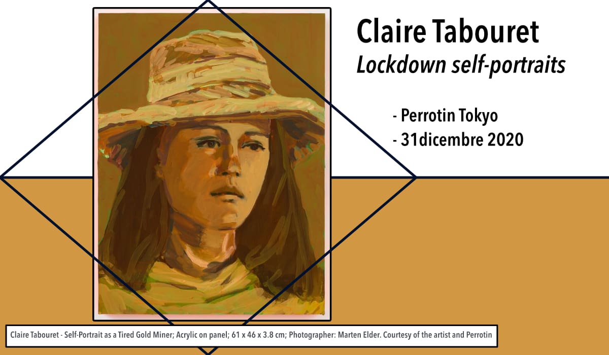 Claire Tabouret - Self-Portrait as a Tired Gold Miner; Acrylic on panel; 61 x 46 x 3.8 cm; Photographer: Marten Elder. Courtesy of the artist and Perrotin