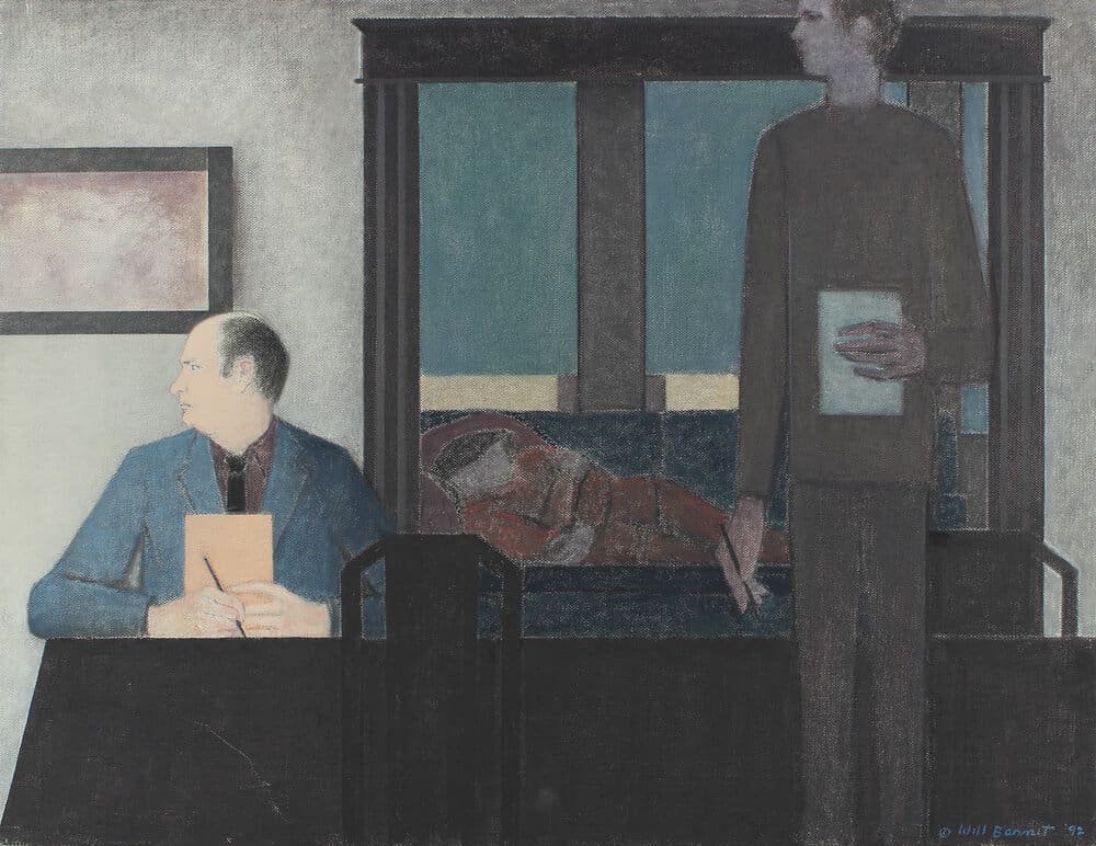WILL BARNET - The Father 1992, oil on canvas, 33 1/8 x 43 inches