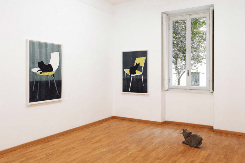 Zilla Leutenegger, Ariel and his cats, Installation view