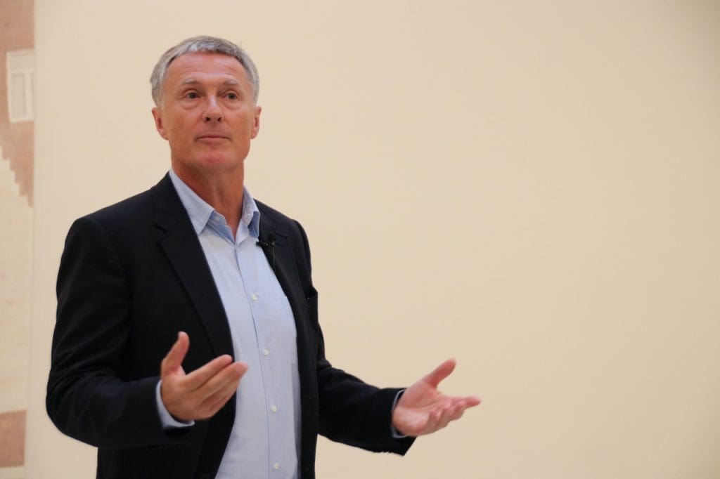 German gallery owner David Zwirner speaking during a press conference at his gallery in New York, USA, 12 January 2018. Photo: Christina Horsten/dpa