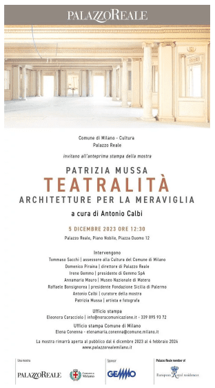 Palazzo Reale di Milano ospita la mostra PATRIZIA MUSSA “Teatralità. Architetture per la meraviglia, fino al 4 febbraio