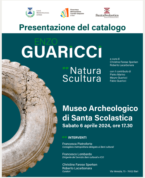 La Pinacoteca Corrado Giaquinto ed il Museo Archeologico di Bari ospitano la mostra ENZO GUARICCI. Natura Scultura