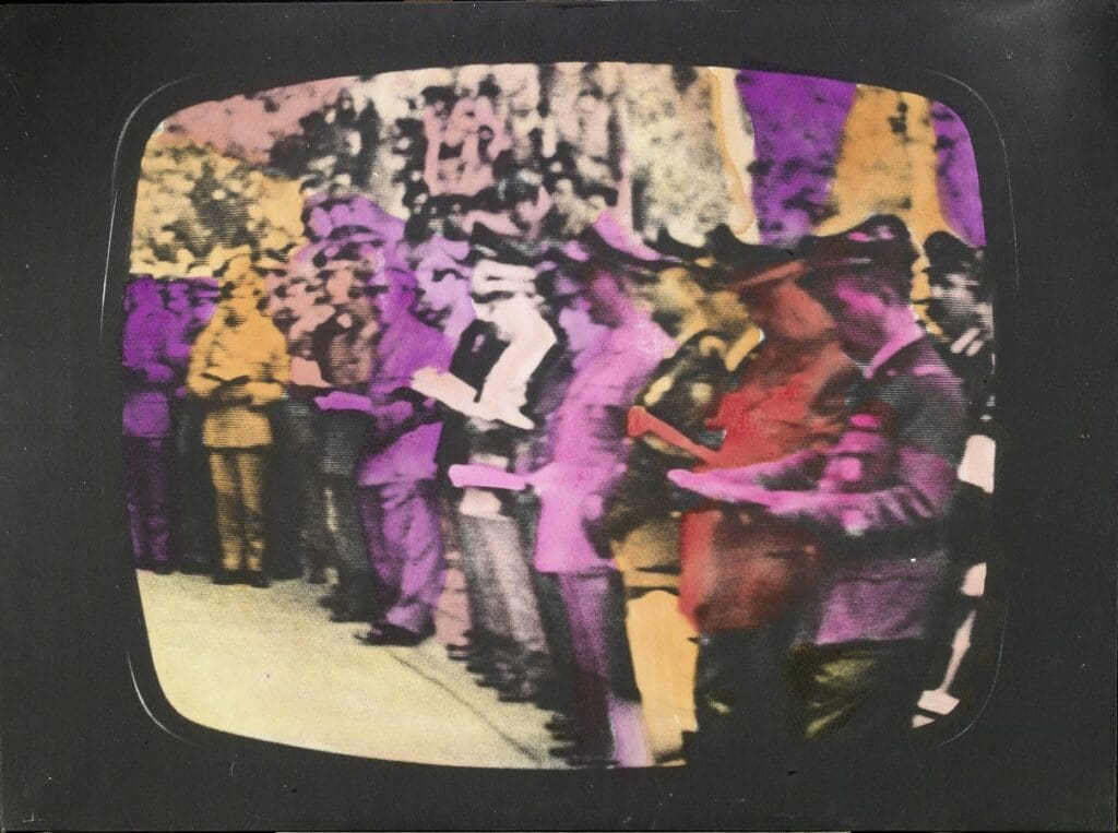 Mario Schifano tra pittura e cinema in mostra a Cortina. La celebre "Macchina cinematografica dipinta" esposta da Farsettiarte